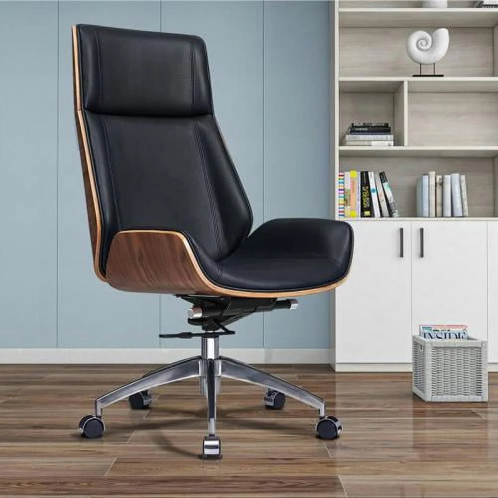 Black Genuine Leather Office Chair K879