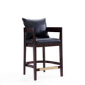 Black Dark Walnut Beech Wood Counter Height Bar Stool O32489