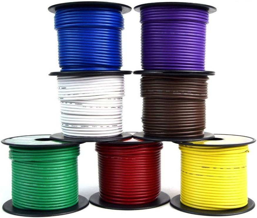7 Way Trailer Wire Cable 16 Gauge 100ft Roll Pack of 2 I889