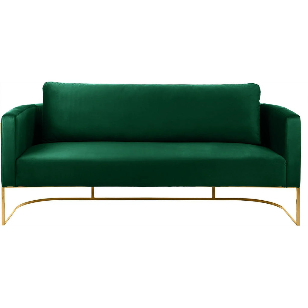 Green Velvet Sofa with Gold Metal Base R1964