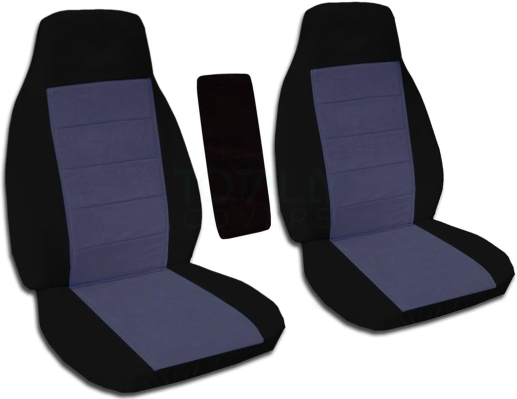 Black and Sand Two-Tone Truck Bucket Seat Covers with Center Armrest Cover H568001
