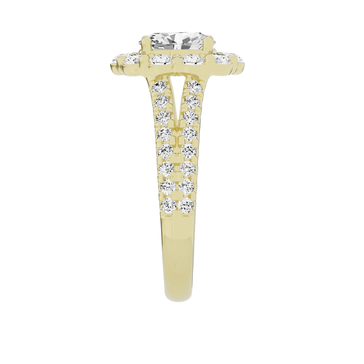 2ct Lab-Grown Oval Halo Diamond Engagement Ring 10k Yellow Gold N848382