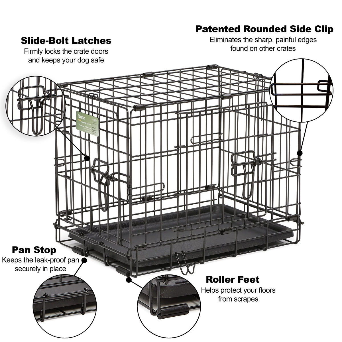 Folding Metal Dog Crate with Divider Panel, 18L x 12W x 14H P8471