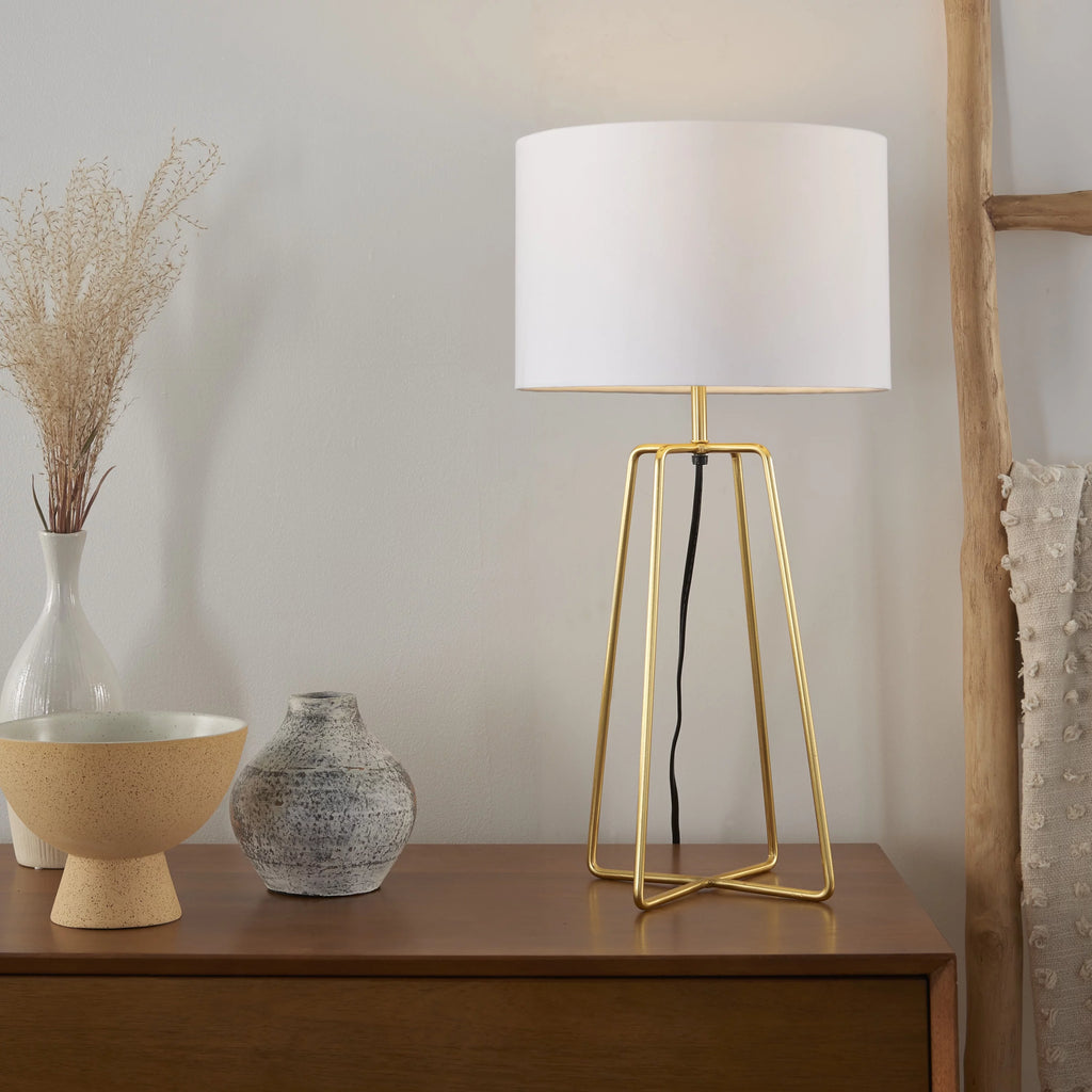 24" Gold Geometric Metal Table Lamp M68037