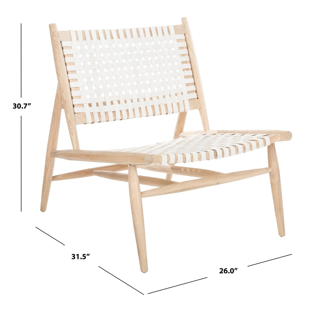 Natural/White Leather Accent Chair A394