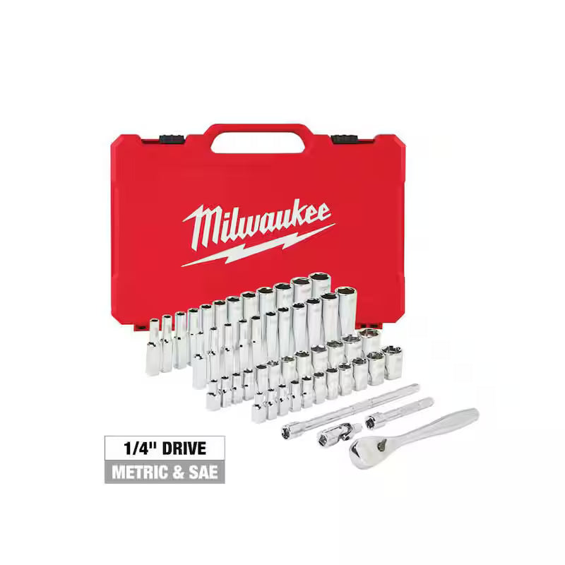 1/4 in. Drive SAE/Metric Ratchet and Socket Mechanics Tool Set (50-Piece) N722719