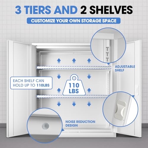 Metal Storage Cabinet with 2 Doors and 2 Adjustable Shelves U63943