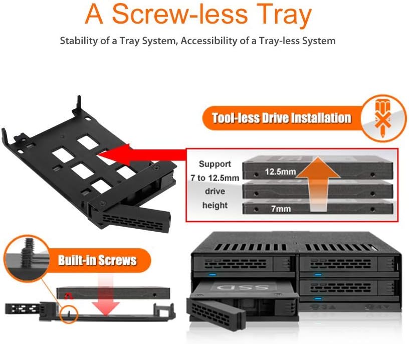 4 Bay 2.5 SAS/SATA HDD & SSD Hot Swap Cage for External 5.25 Bay G583541