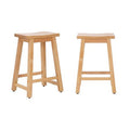 Solid Wood Saddle Seat Bar Stool (Set of 2), Oak, Brown O789