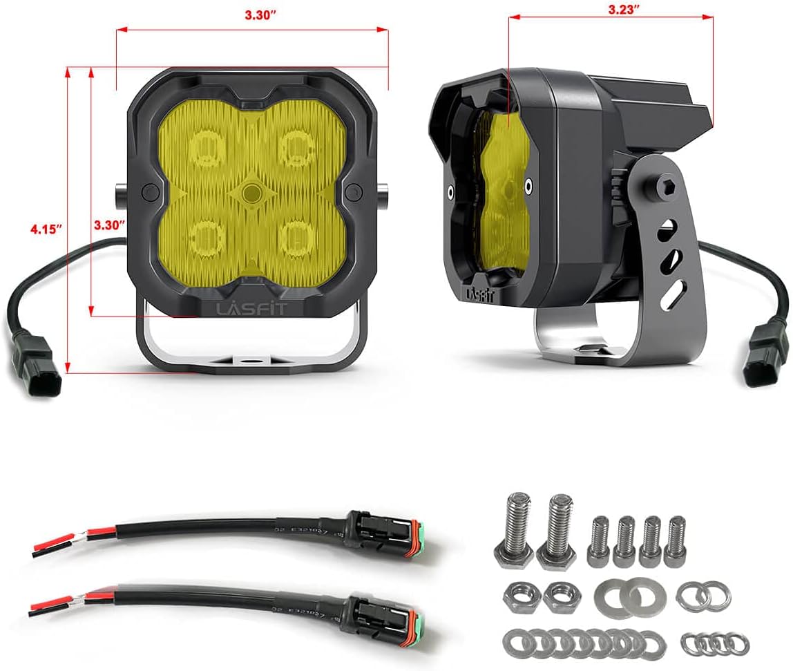 Yellow 3inch 2pcs 18W 3700K Led Pod Lights with Breather O90159