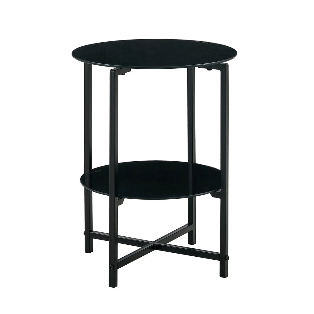 Round Tempered Glass End Table J69228