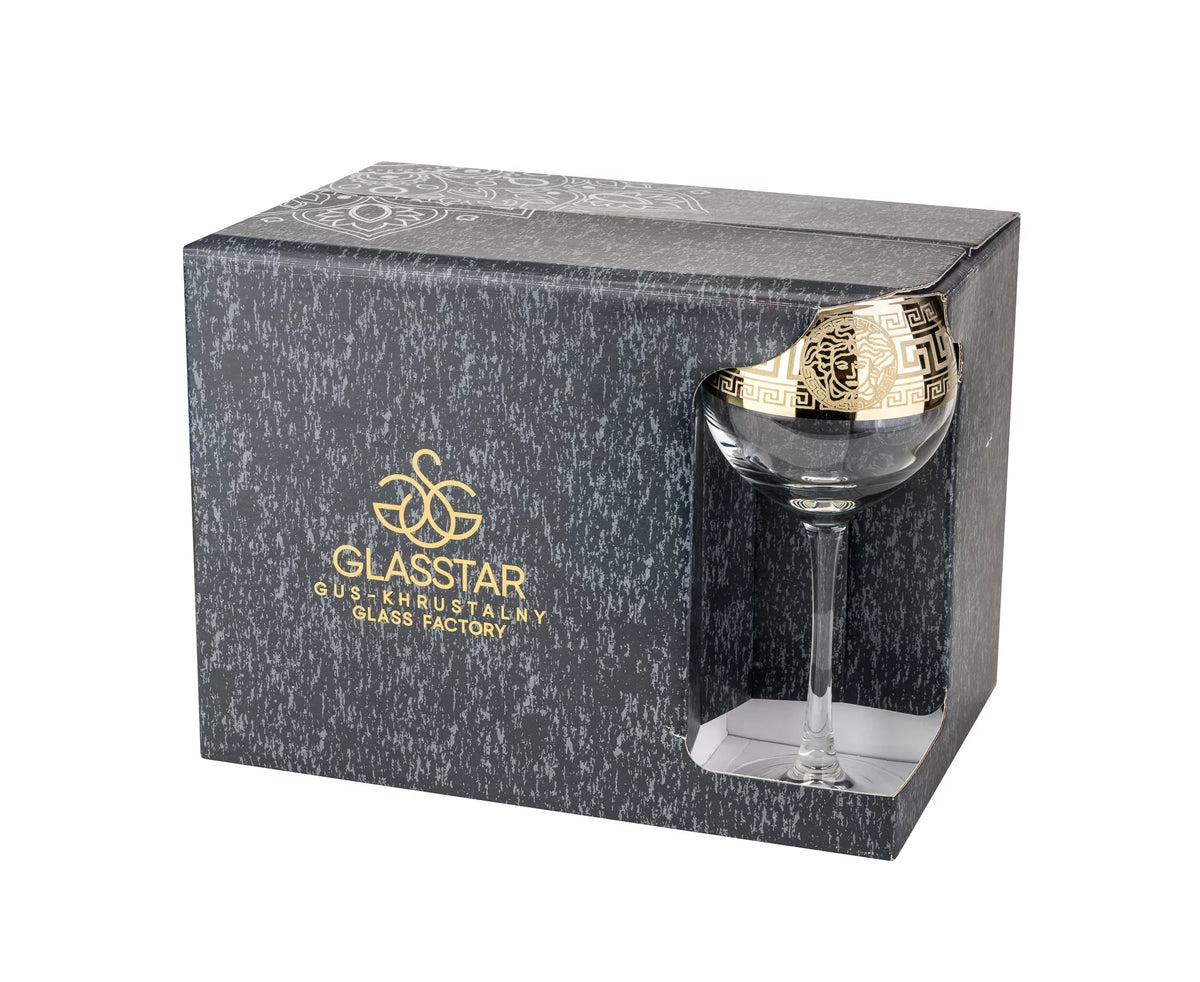 10oz Wine Glasses with Golden Accent, Set of 6 B320