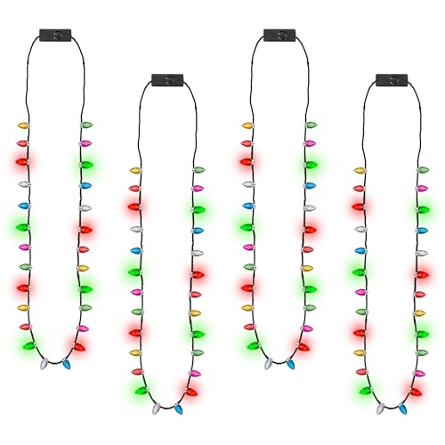 Light up Christmas Necklace 4pcs Colorful Glow 3D 3 Modes B827794