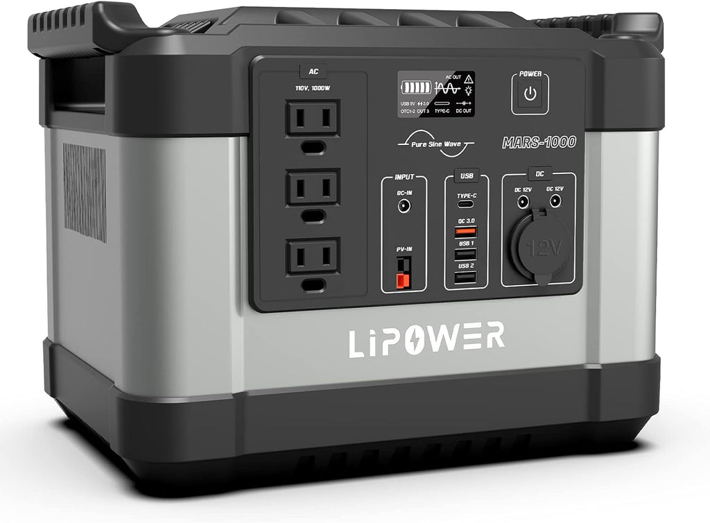 Portable Power Station 1000W Solar Generator with 3 110V Pure Sine Wave AC Outlet Z10472