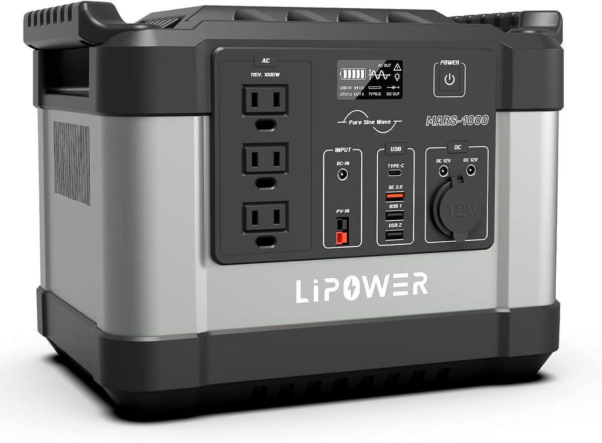 Portable Power Station 1000W Solar Generator with 3 110V Pure Sine Wave AC Outlet Z10472