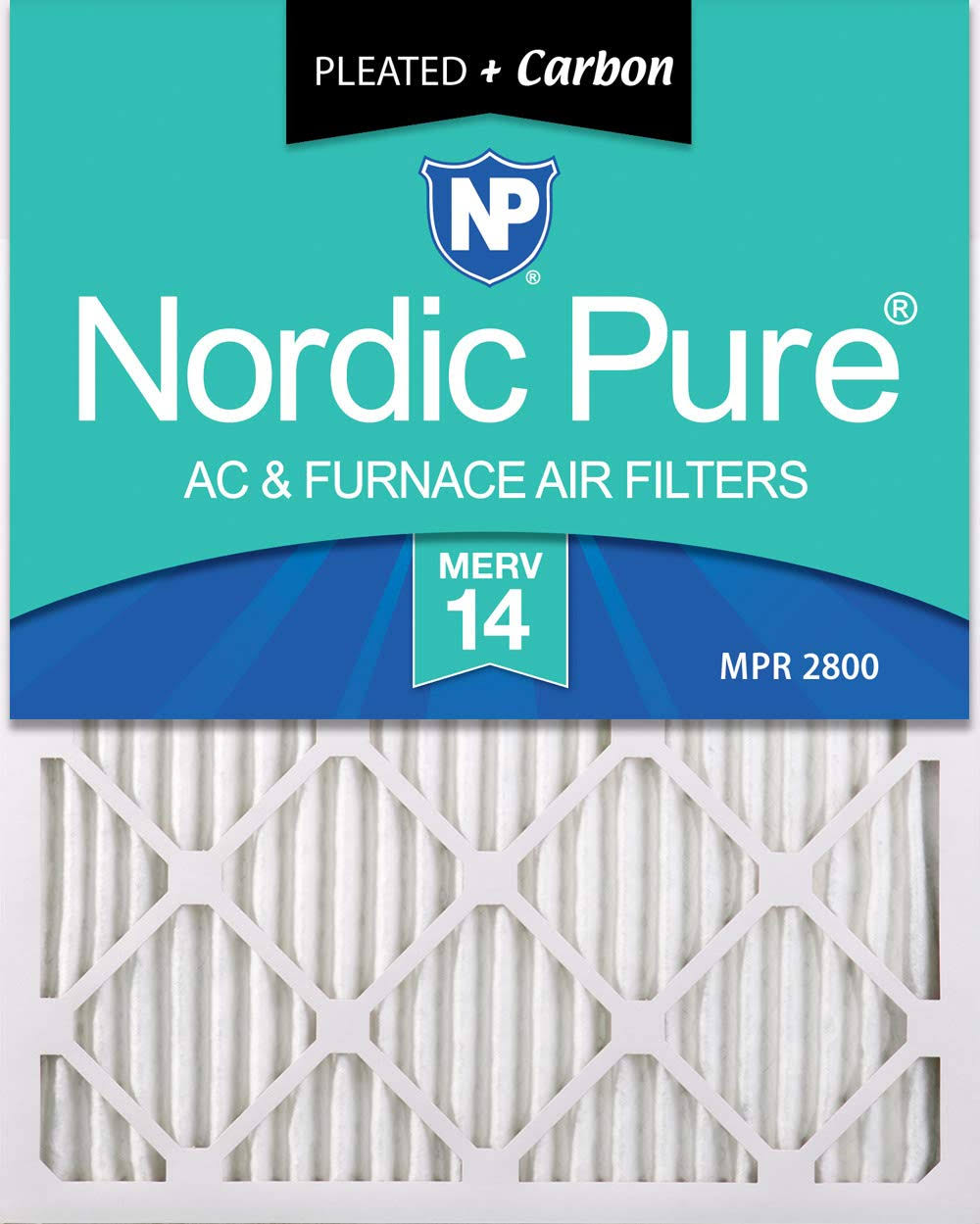 16x25x1 MERV 14 Carbon Pleated Air Filters, 2 Piece F89469