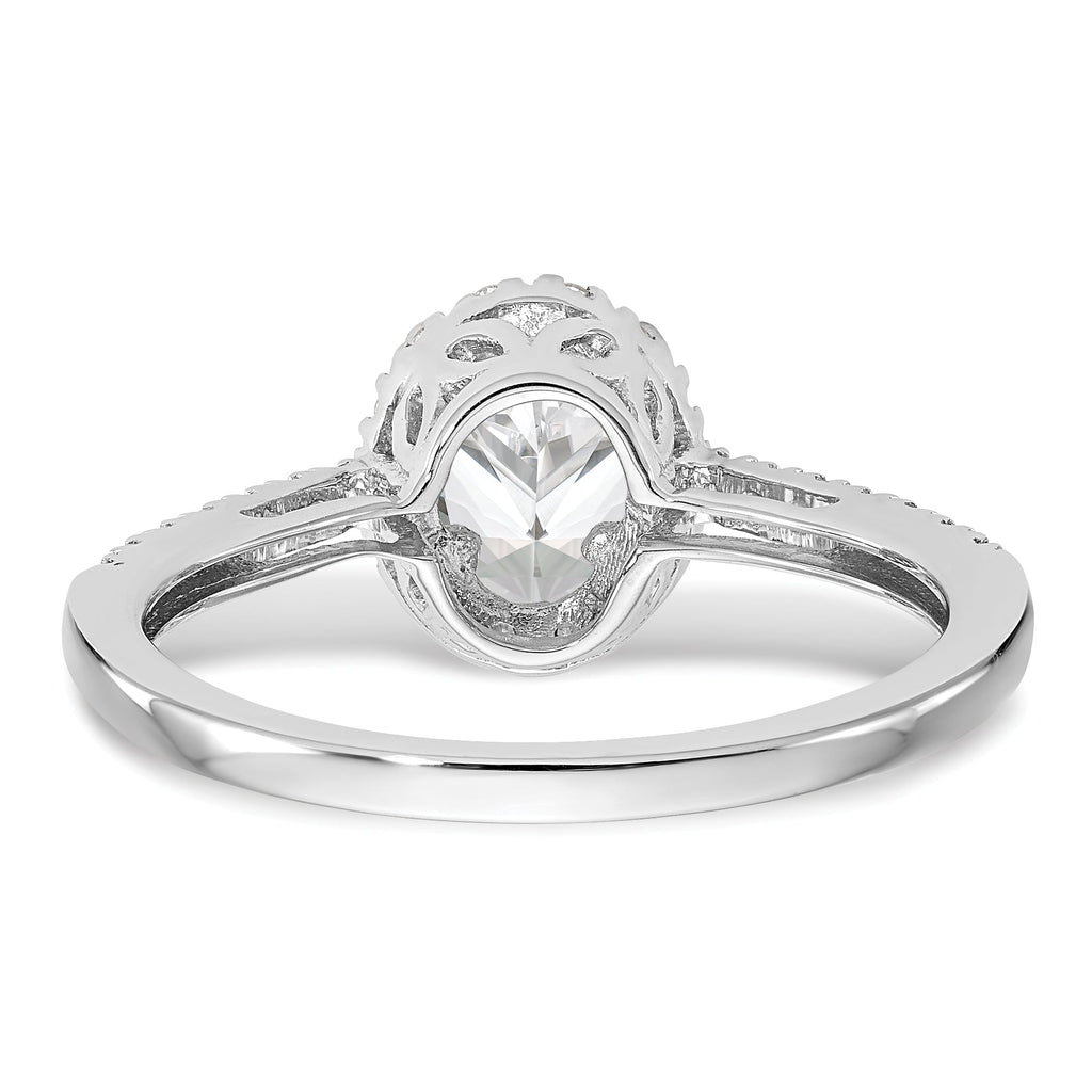 0.50ct CZ Solid 14K White Gold Oval Halo Engagement Ring D201