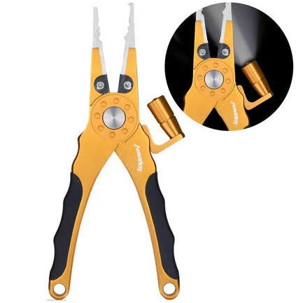 Lighted Aluminum Fishing Pliers with Tungsten Carbide Braid Cutters and LED Bulb C88724