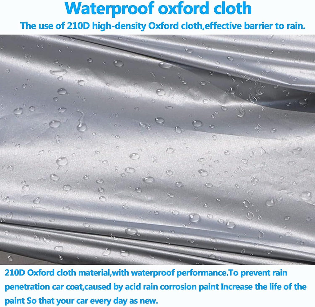 210D Oxford Waterproof Car Cover with Zipper Door, Reflective Strip, Windproof Straps T4157