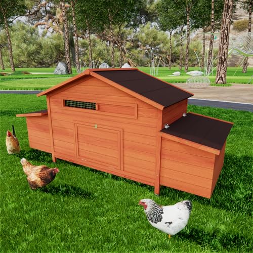 3-Tier Large Wooden Chicken Coop with Run and Nesting Boxes U6911