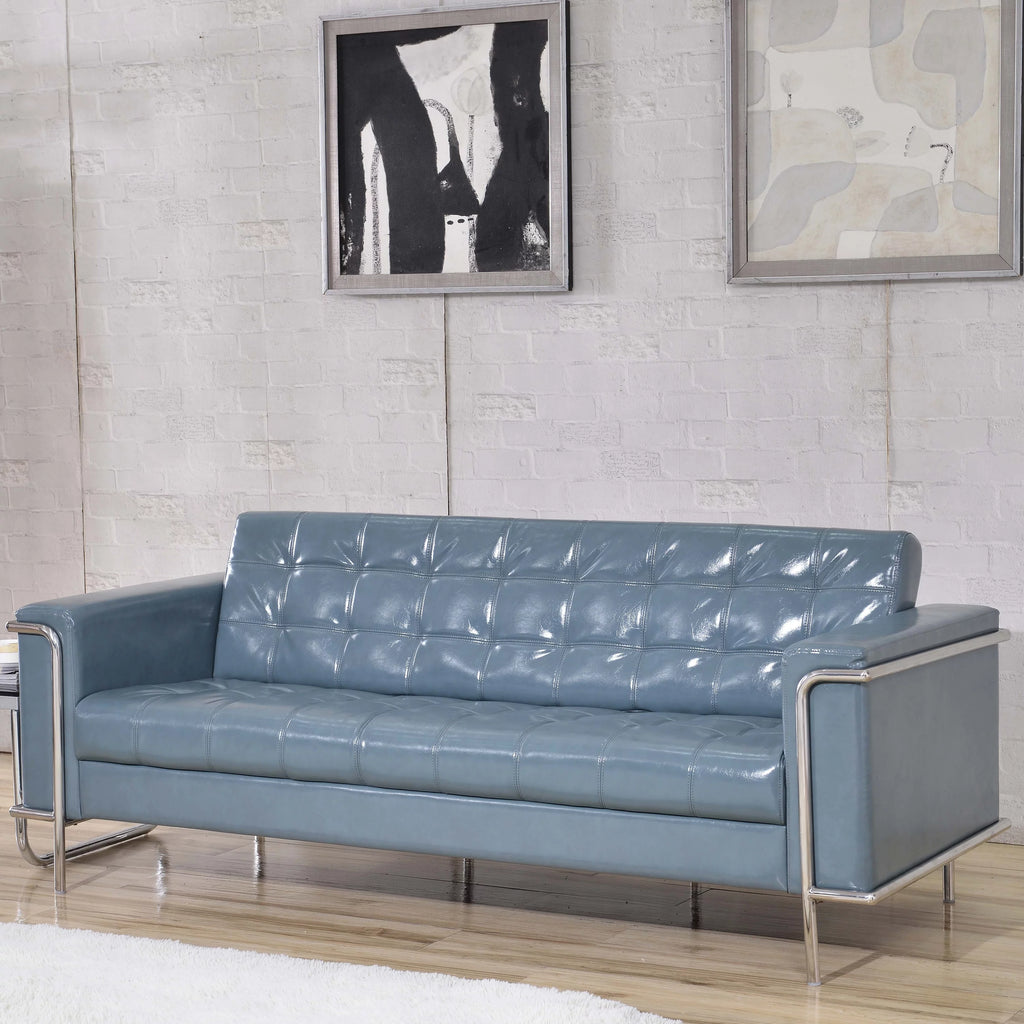 Grey Faux Leather Sofa T157790