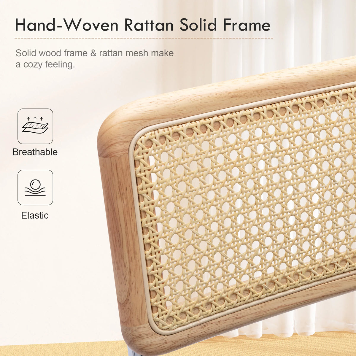 23.6 Inch Rattan Upholstered Bar Stools Set of 2 W2810
