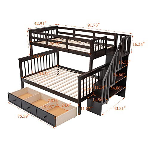 White Twin Over Twin Wood Bunk Bed with Trundle Y604