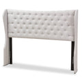 Greyish Beige Fabric Button-Tufted King Size Winged Headboard N466673