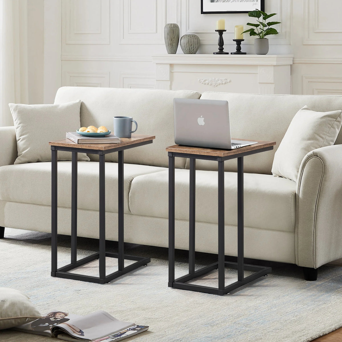 Set of 2 C-Shape Side Table Metal Frame L6198
