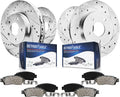 12.60" Front and Rear Drilled & Slotted Rotors + Brake Pads 8pc Set Y3266