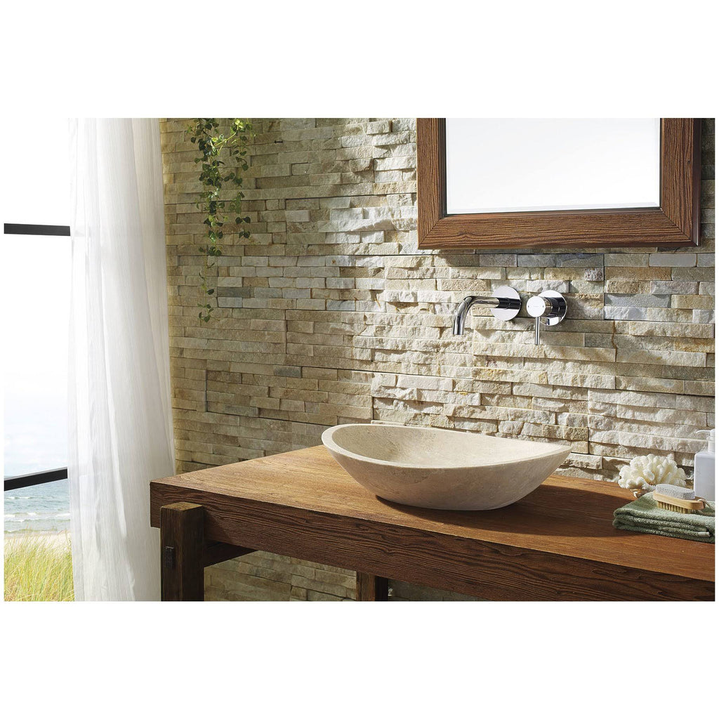 Beige Travertine Marble Bathroom Vessel Sink E1912