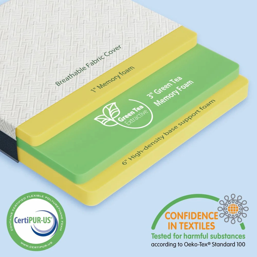 14 Inch Green Tea Memory Foam King Size Mattress S859
