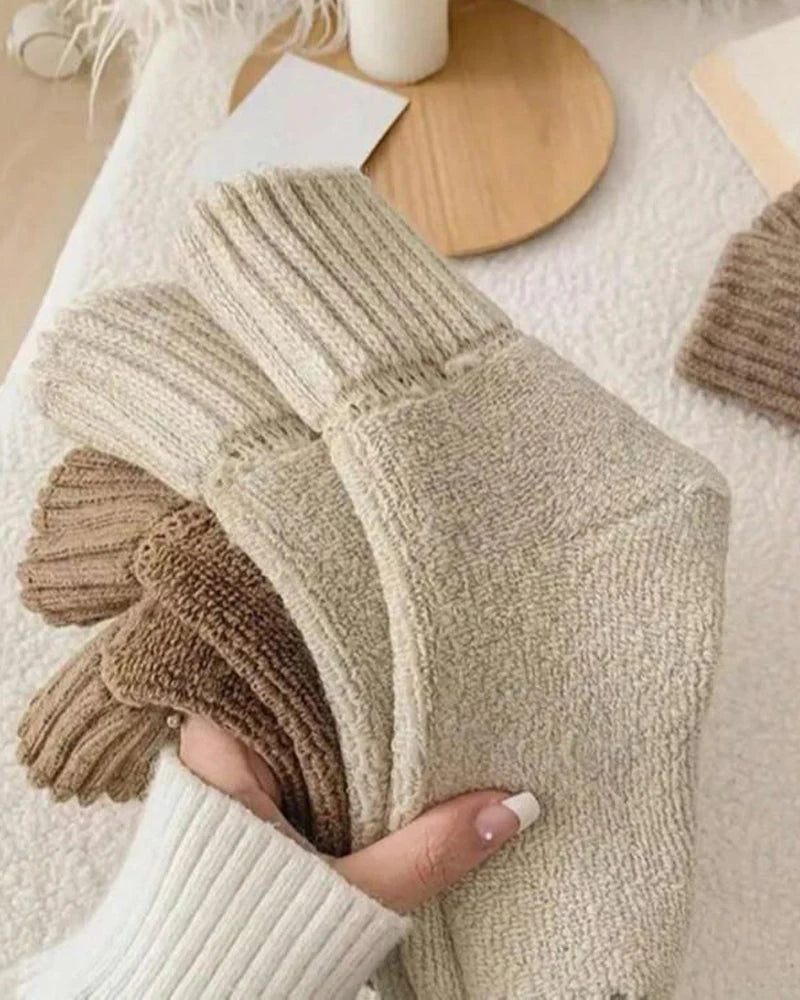 Ribbed Fleece Lined Crew Socks C7330