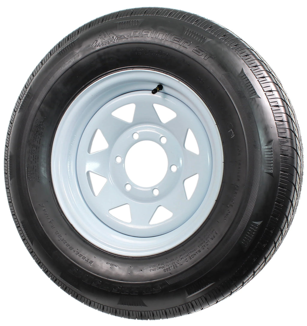ST225/75R15 15 D 6 Lug White Spoke Trailer Tire On Rim Y85365