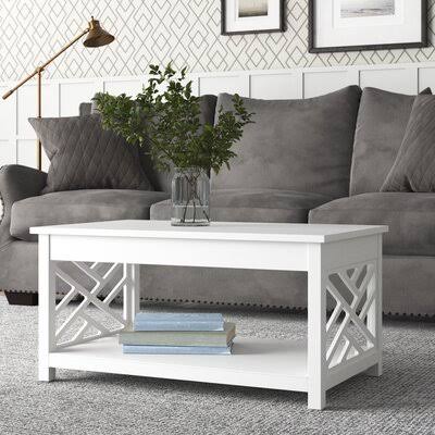 White Coffee Table with Storage K2493