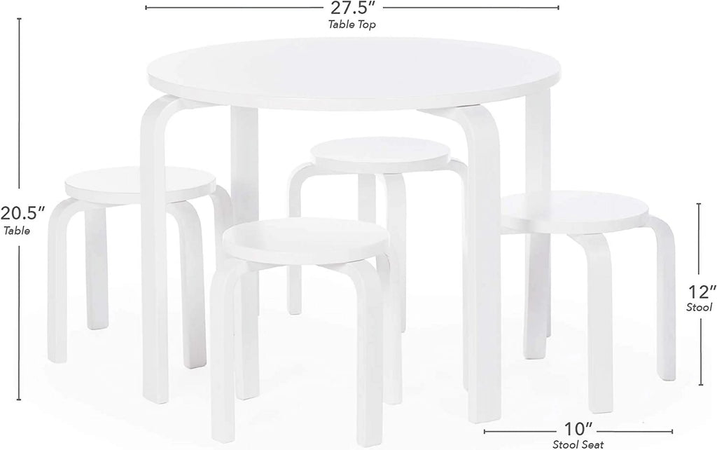 White Stacking Bentwood Kids Table and Chairs Set V4132