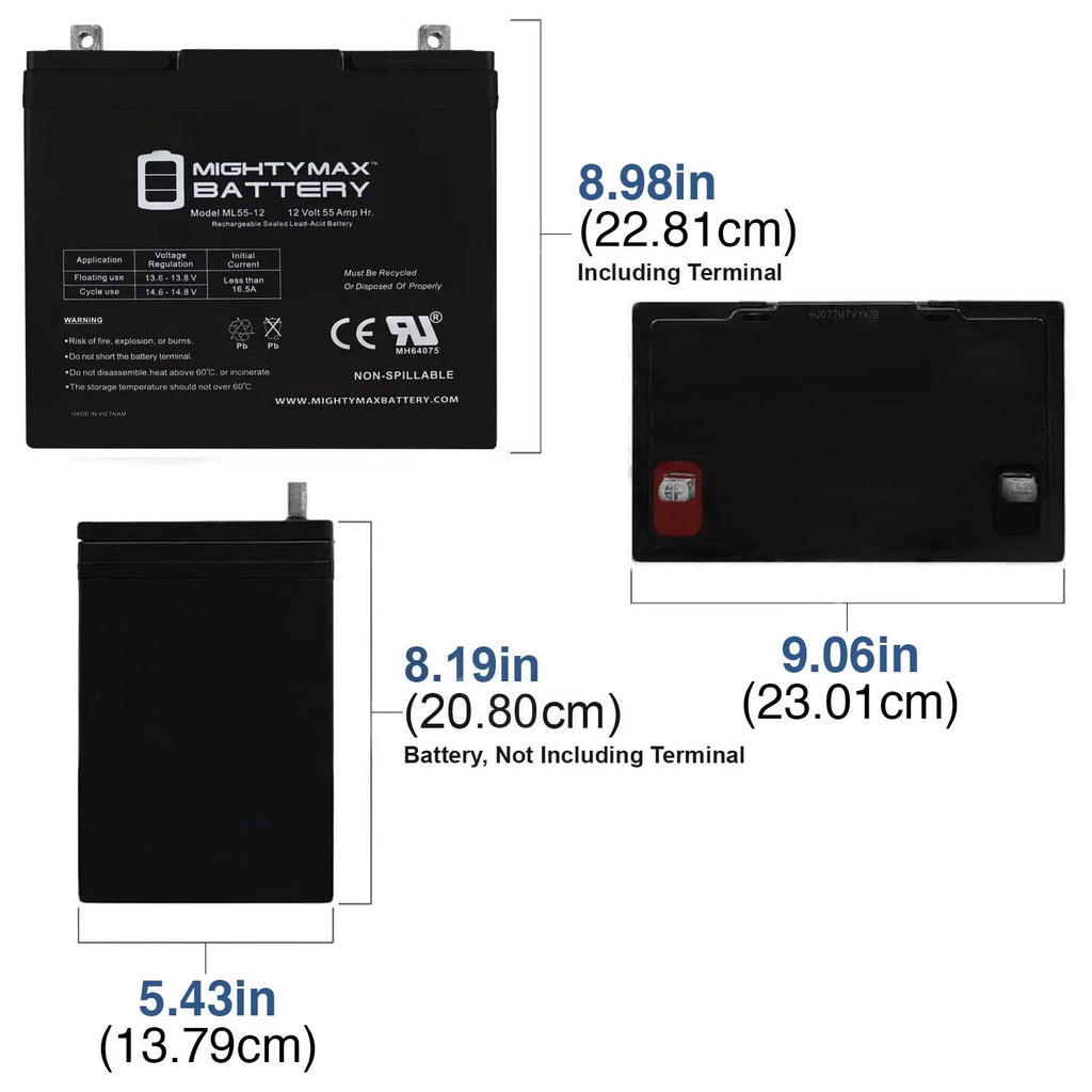 12V 55Ah AGM Battery 2 Pack N707