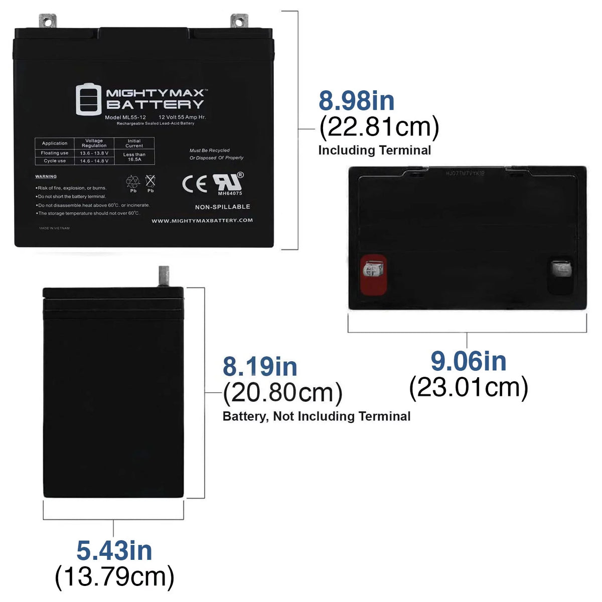 12V 55Ah AGM Battery 2 Pack N707
