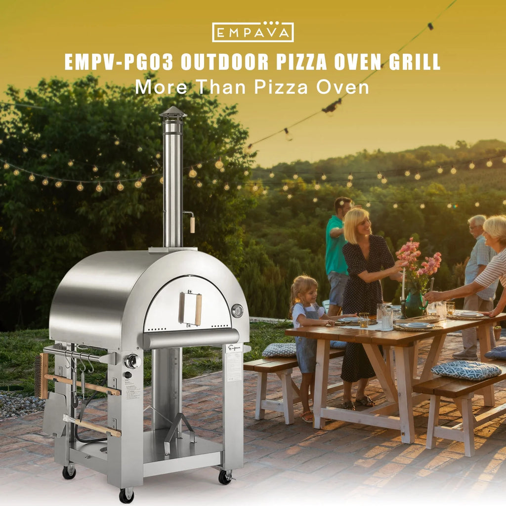 Wood or Gas Burning Outdoor Pizza Oven with Accessories in Stainless Steel I939
