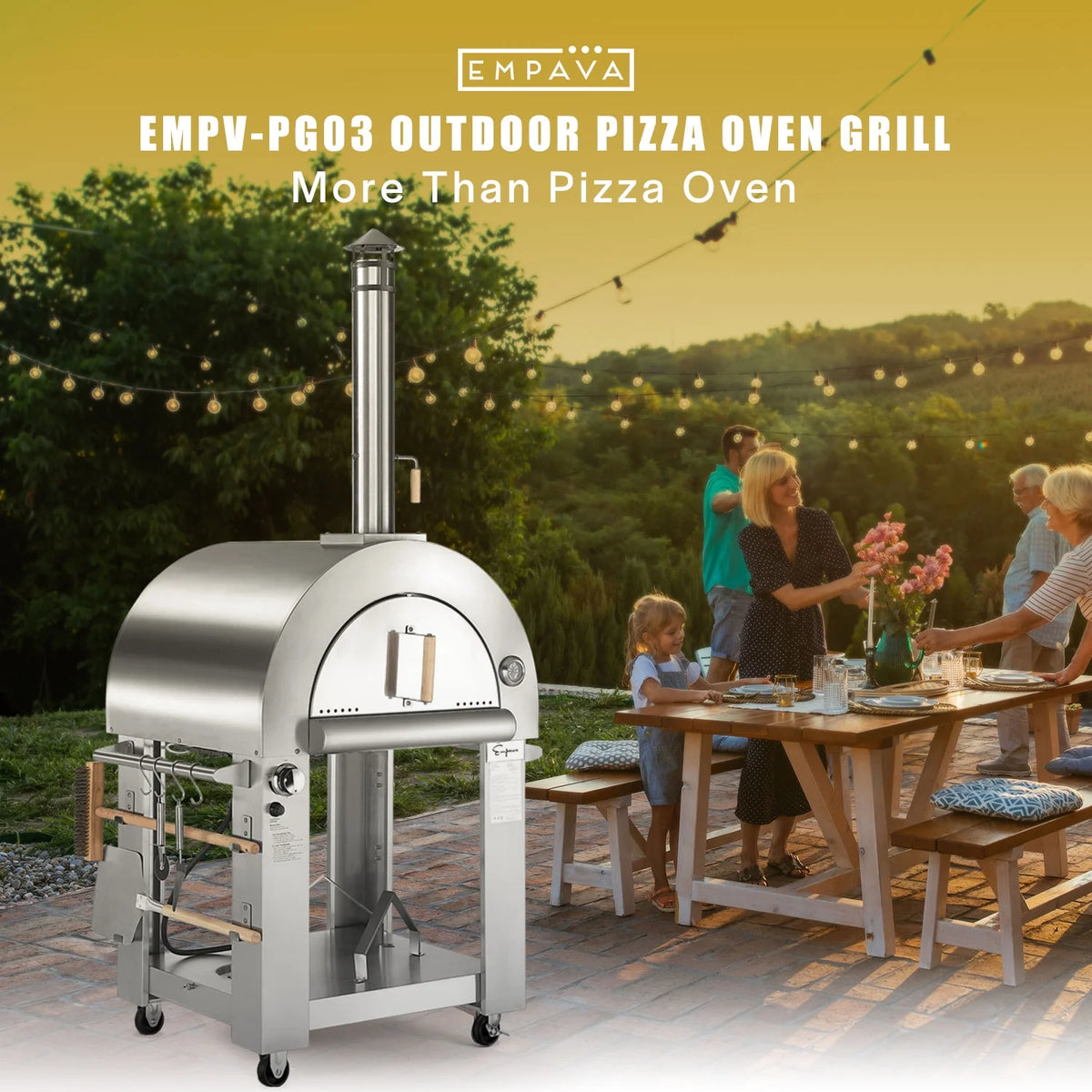 Wood or Gas Burning Outdoor Pizza Oven with Accessories in Stainless Steel I939