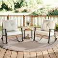 3 Piece Oversize Rattan Patio Rocking Chair Set with Coffee Table S54486