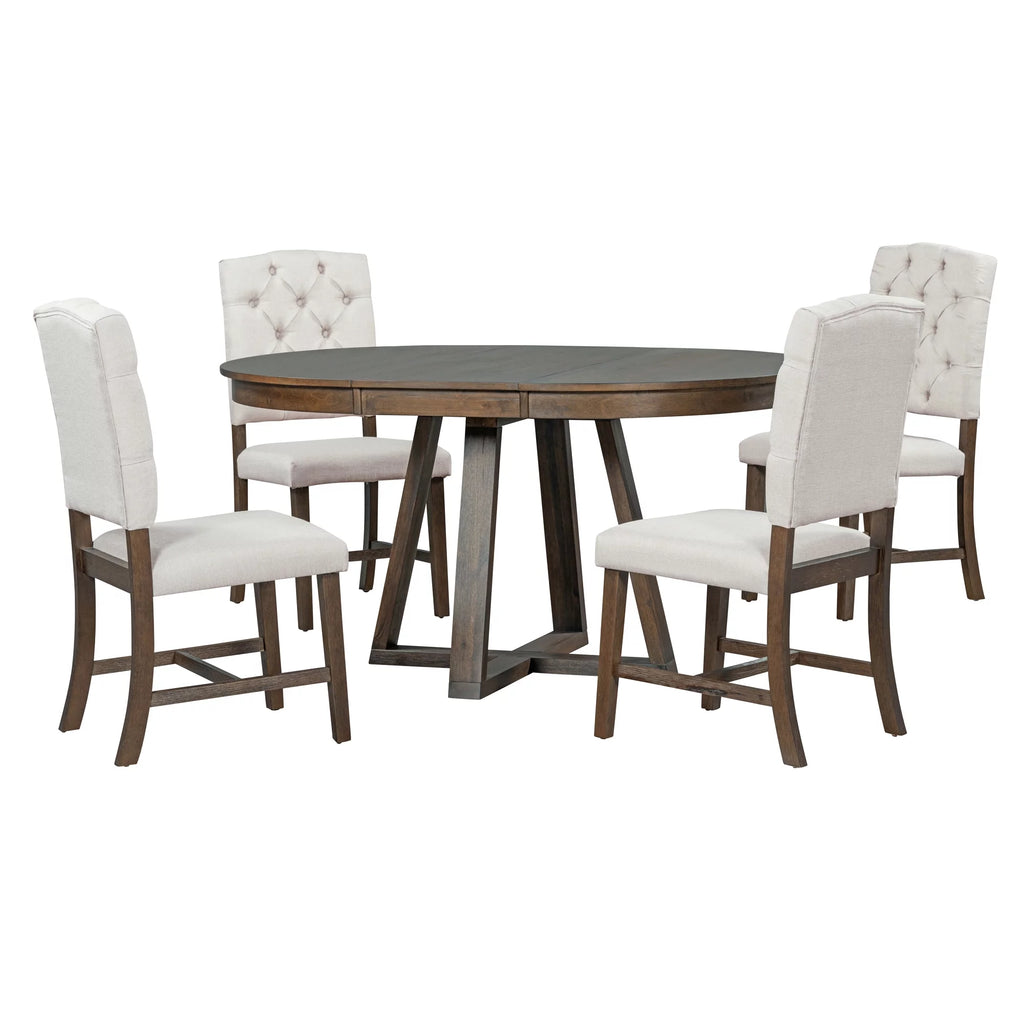 5-Piece Round Dining Set with 4 Upholstered Chairs N84952