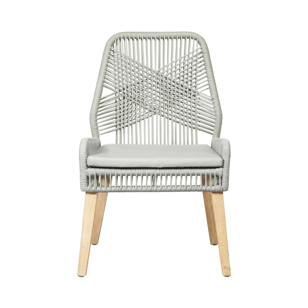 23 Inch Side Chair Set of 2 Gray Woven Rope Backrest H1917
