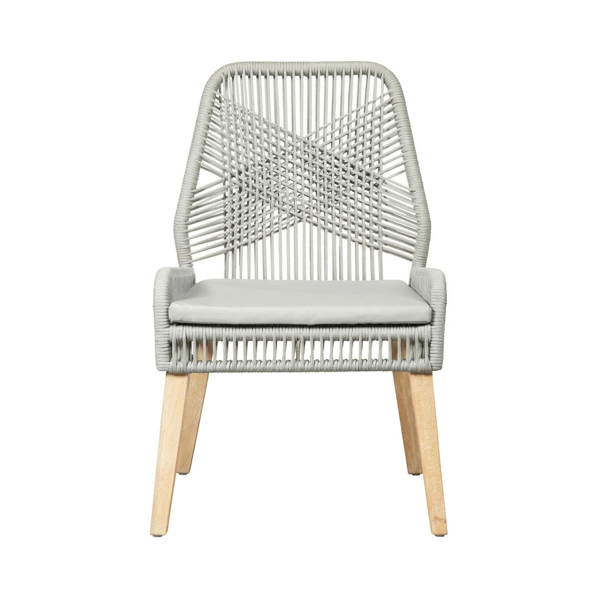 23 Inch Side Chair Set of 2 Gray Woven Rope Backrest H1917