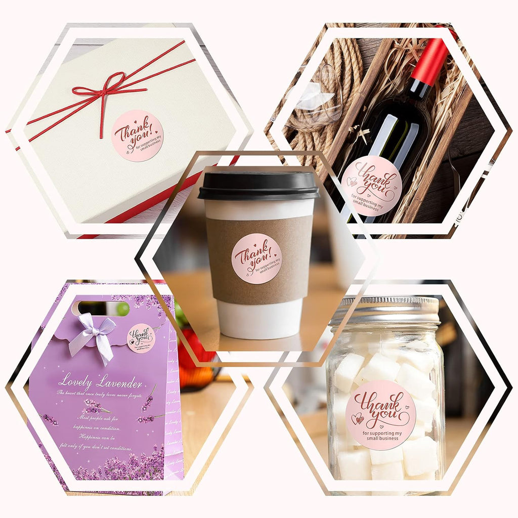 Pink Gold Foil Thank You Cards and Stickers Set X38689