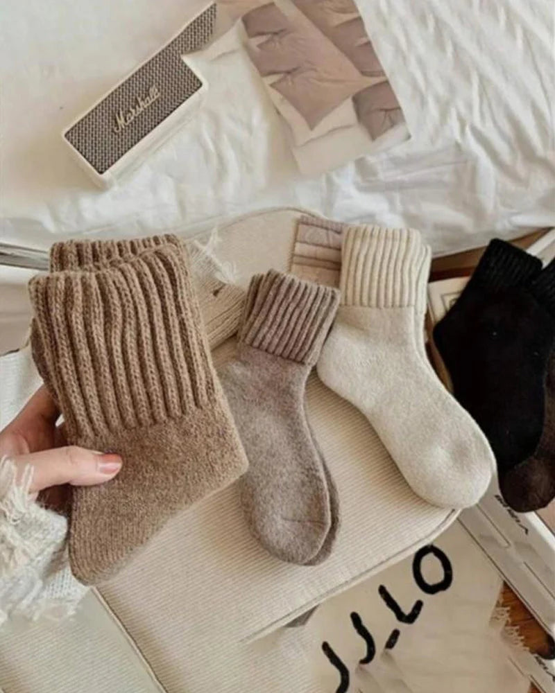 Ribbed Fleece Lined Crew Socks C7330