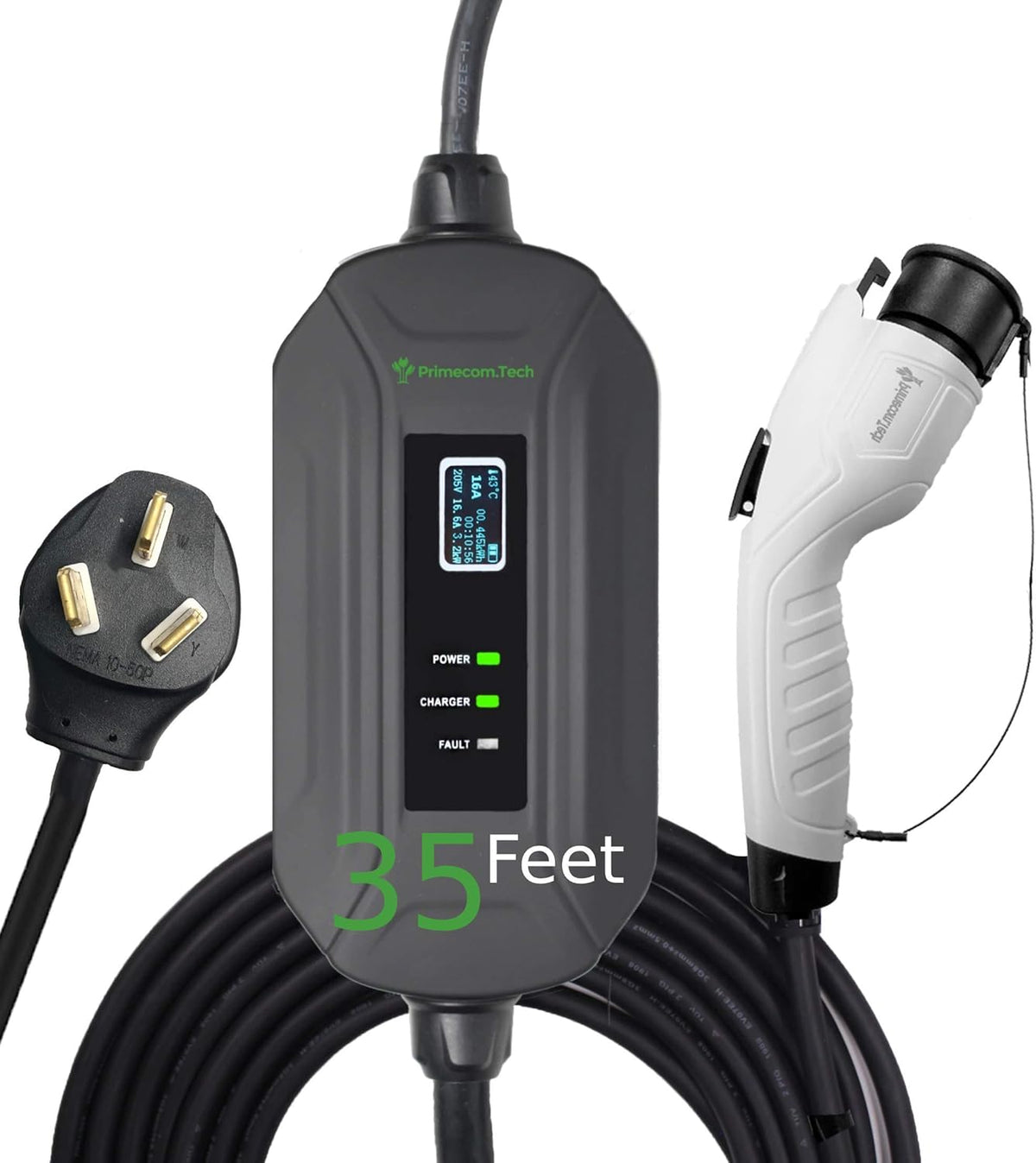 Portable Level 2 Electric Vehicle Charger, 16Amp, 50 Feet I1621