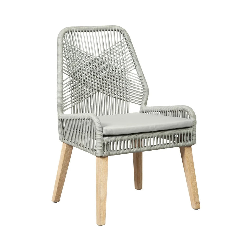 23 Inch Side Chair Set of 2 Gray Woven Rope Backrest H1917