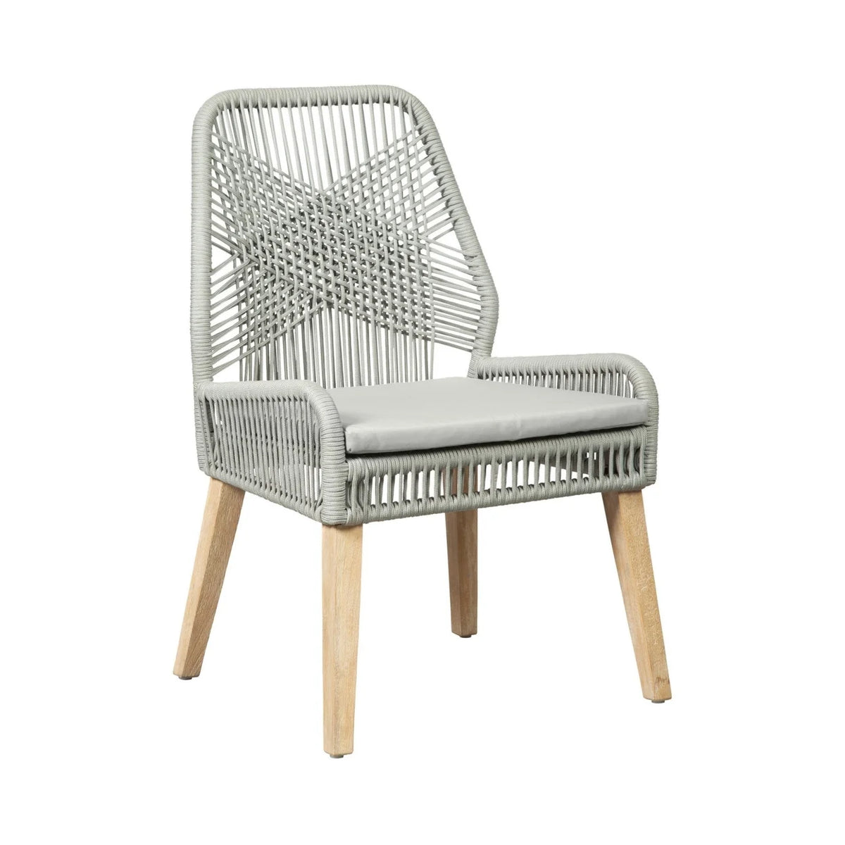 23 Inch Side Chair Set of 2 Gray Woven Rope Backrest H1917