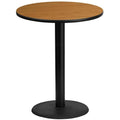 Round Natural Laminate Table Top with Round Bar Height Table Base U590